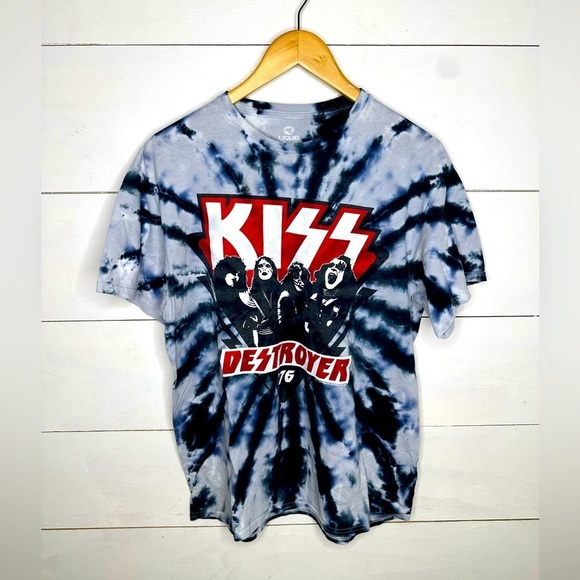 Liquid Blue Other - Liquid Blue KISS “Destroyer 75” Tie-Dye Band Tee Official Graphic T-Shirt Large